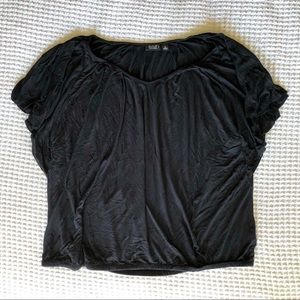 Flutter Arm Flowy Lightweight Top with Stretch - Black - 1X